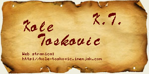 Kole Tošković vizit kartica
